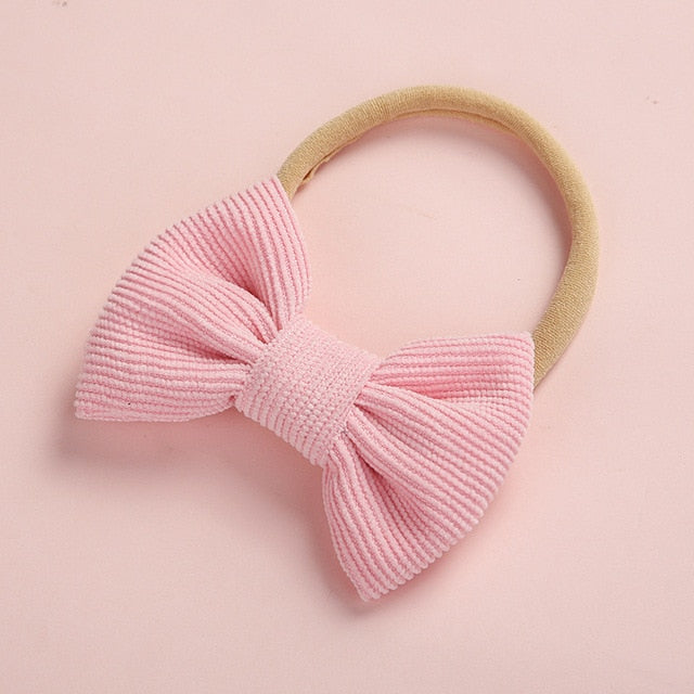 Baby Headband Bow Headbands For Girl Corduroy Head Band Thin Nylon Hairband Newborn Photography props Toddler Hair Accessories