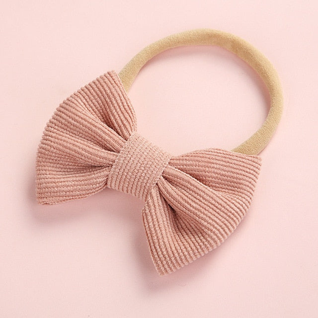 Baby Headband Bow Headbands For Girl Corduroy Head Band Thin Nylon Hairband Newborn Photography props Toddler Hair Accessories