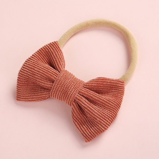 Baby Headband Bow Headbands For Girl Corduroy Head Band Thin Nylon Hairband Newborn Photography props Toddler Hair Accessories