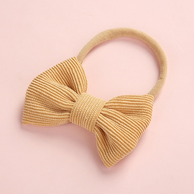 Baby Headband Bow Headbands For Girl Corduroy Head Band Thin Nylon Hairband Newborn Photography props Toddler Hair Accessories