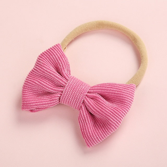 Baby Headband Bow Headbands For Girl Corduroy Head Band Thin Nylon Hairband Newborn Photography props Toddler Hair Accessories