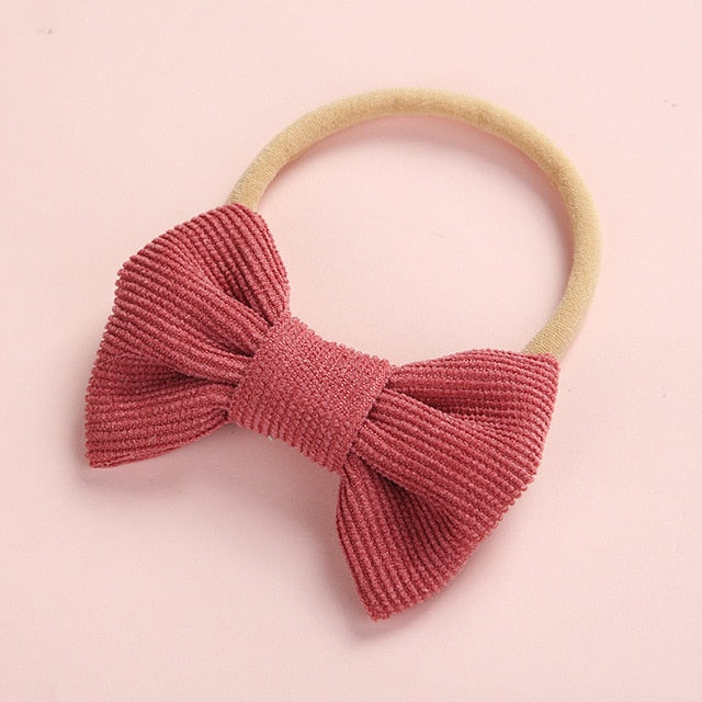 Baby Headband Bow Headbands For Girl Corduroy Head Band Thin Nylon Hairband Newborn Photography props Toddler Hair Accessories