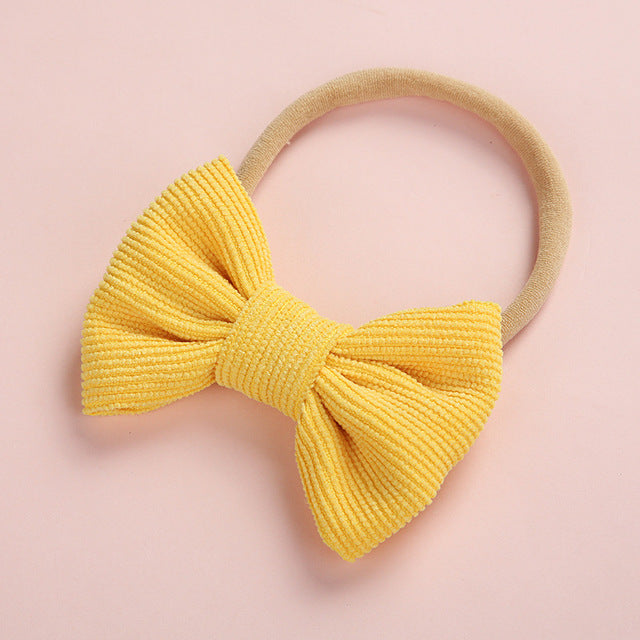 Baby Headband Bow Headbands For Girl Corduroy Head Band Thin Nylon Hairband Newborn Photography props Toddler Hair Accessories