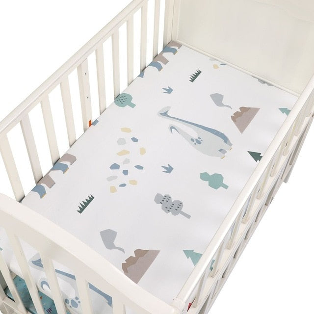 100% Cotton Crib Fitted Sheet Soft Breathable Baby Bed Mattress Cover Cartoon Newborn Bedding For Cot Size 130*70cm/105*60