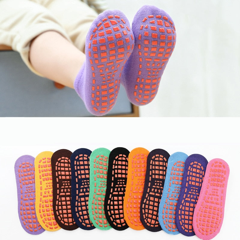 Autumn Winter Spring Summer Breathable Non-slip Floor Socks Boy Girl Socks Home Baby Kids Socks Cotton Candy Color Ankle Socks