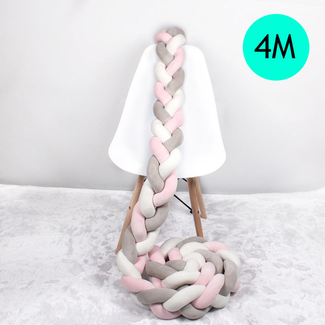 1M/2M/2.5M/3M/4M Length Newborn Baby Bed Bumper Pure Weaving Plush Knot Crib Bumper Kids Bed Baby Cot Protector Baby Room Decor