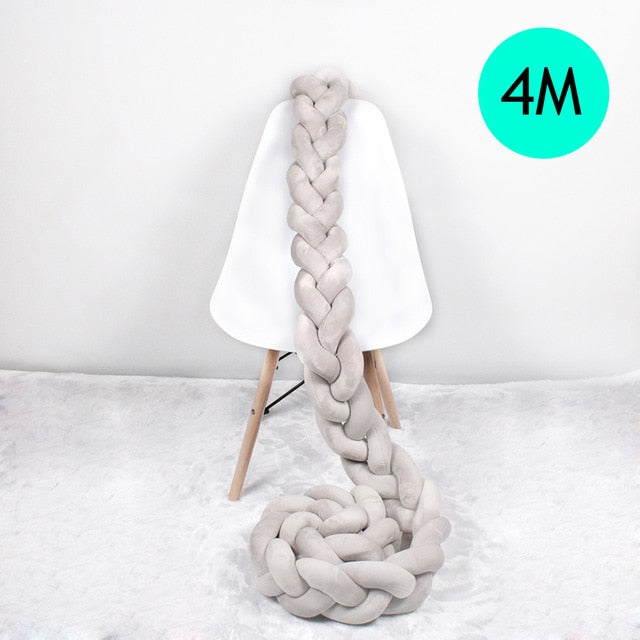 1M/2M/2.5M/3M/4M Length Newborn Baby Bed Bumper Pure Weaving Plush Knot Crib Bumper Kids Bed Baby Cot Protector Baby Room Decor