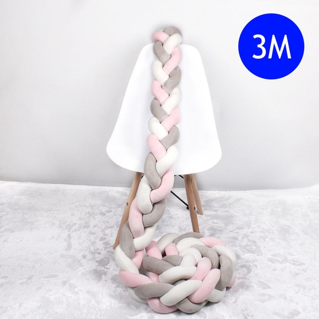 1M/2M/2.5M/3M/4M Length Newborn Baby Bed Bumper Pure Weaving Plush Knot Crib Bumper Kids Bed Baby Cot Protector Baby Room Decor