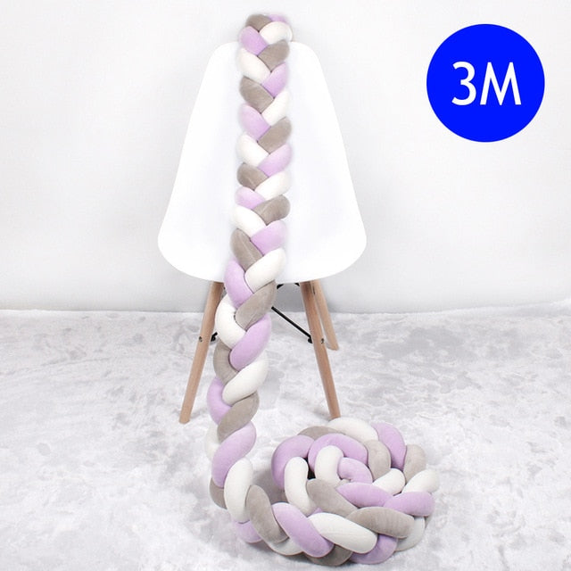 1M/2M/2.5M/3M/4M Length Newborn Baby Bed Bumper Pure Weaving Plush Knot Crib Bumper Kids Bed Baby Cot Protector Baby Room Decor