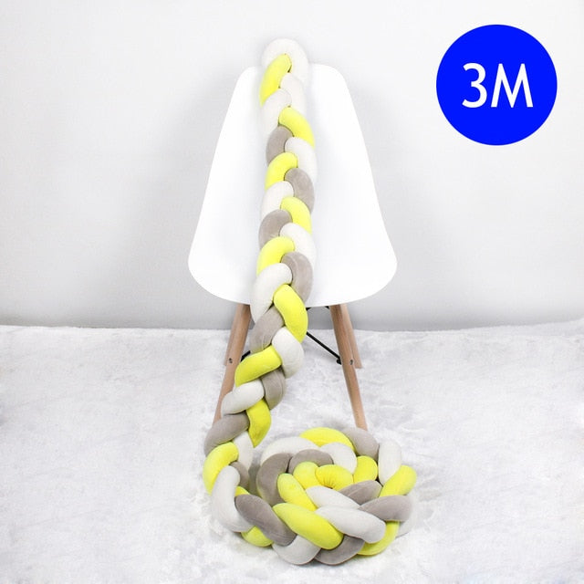 1M/2M/2.5M/3M/4M Length Newborn Baby Bed Bumper Pure Weaving Plush Knot Crib Bumper Kids Bed Baby Cot Protector Baby Room Decor