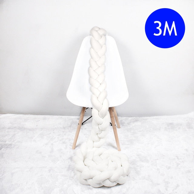 1M/2M/2.5M/3M/4M Length Newborn Baby Bed Bumper Pure Weaving Plush Knot Crib Bumper Kids Bed Baby Cot Protector Baby Room Decor