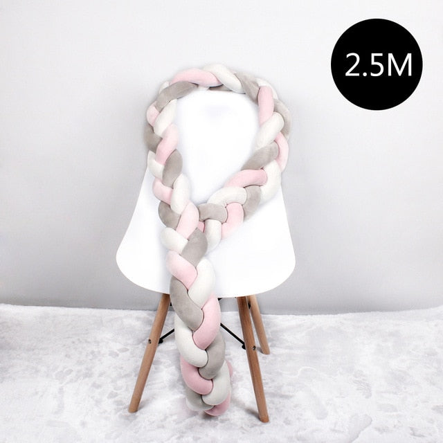 1M/2M/2.5M/3M/4M Length Newborn Baby Bed Bumper Pure Weaving Plush Knot Crib Bumper Kids Bed Baby Cot Protector Baby Room Decor