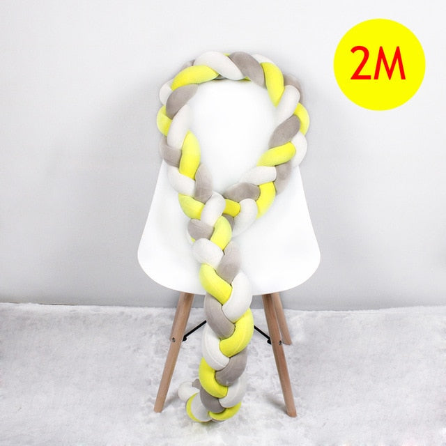 1M/2M/2.5M/3M/4M Length Newborn Baby Bed Bumper Pure Weaving Plush Knot Crib Bumper Kids Bed Baby Cot Protector Baby Room Decor