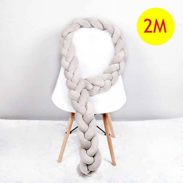 1M/2M/2.5M/3M/4M Length Newborn Baby Bed Bumper Pure Weaving Plush Knot Crib Bumper Kids Bed Baby Cot Protector Baby Room Decor