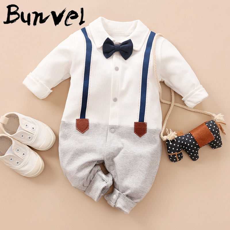 bunvel Baby Infant Rompers Patchwork Baby Girl Clothes White Necktie Baby Winter Clothes Boys Rompers Kids Costume For Girl 45