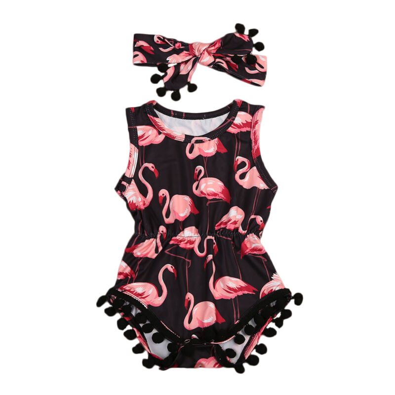 Flamingo Newborn Baby Infant Toddler Girl Bodysuit Sleeveless Sunsuit Playsuit One-piece Outfits Baby Casual Clothing 0-24M