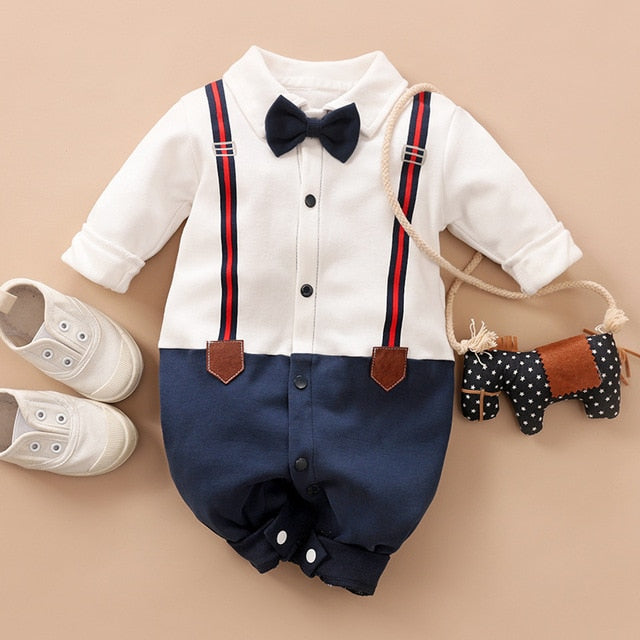 bunvel Baby Infant Rompers Patchwork Baby Girl Clothes White Necktie Baby Winter Clothes Boys Rompers Kids Costume For Girl 45