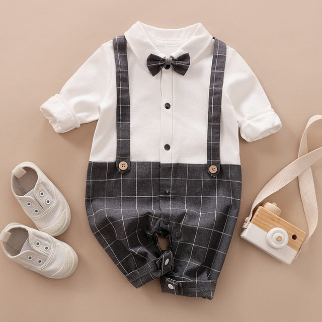 bunvel Baby Infant Rompers Patchwork Baby Girl Clothes White Necktie Baby Winter Clothes Boys Rompers Kids Costume For Girl 45