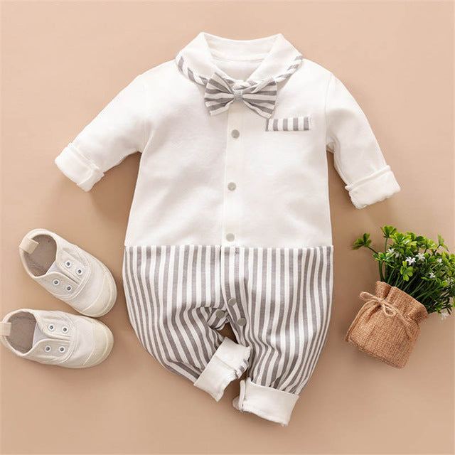 bunvel Baby Infant Rompers Patchwork Baby Girl Clothes White Necktie Baby Winter Clothes Boys Rompers Kids Costume For Girl 45