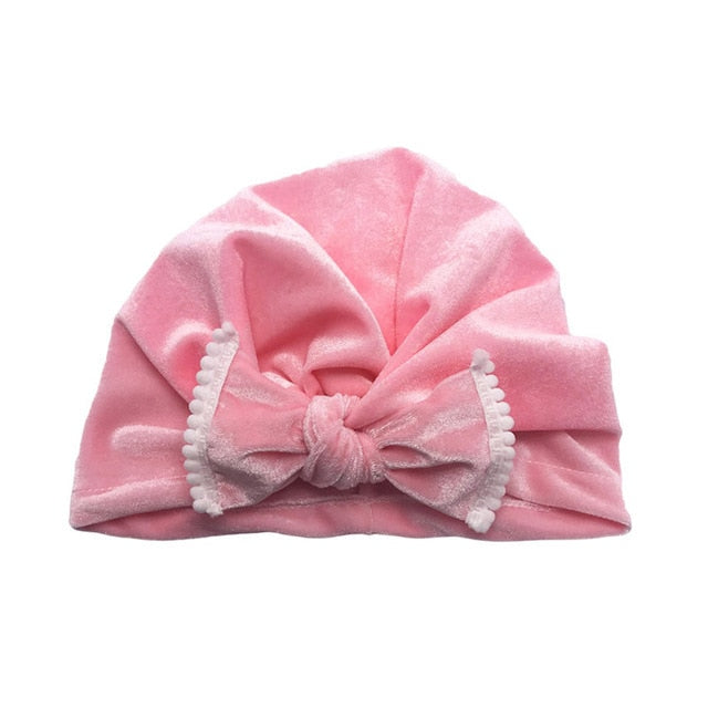 Baby Headband Hat Bowknot Print Cotton Stretchy Turban Headband Infant Head Wrap Beanie Hat Girls Headwear Baby Hair Accessories