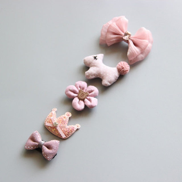 5Pcs/Set Cartoon Toddler Hair Clips Animal Motif Mini Hairpins For Baby Girls Hair Pins Kids Barrettes Newborn Hair Accessories