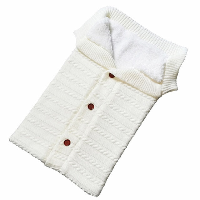 LOOZYKIT Baby Sleeping Bag Envelope Winter Kid Sleepsack Footmuff Stroller Knitted Sleep Sack Newborn Swaddle Knit Wool Slaapzak