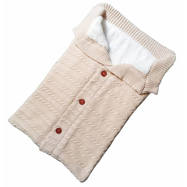 LOOZYKIT Baby Sleeping Bag Envelope Winter Kid Sleepsack Footmuff Stroller Knitted Sleep Sack Newborn Swaddle Knit Wool Slaapzak