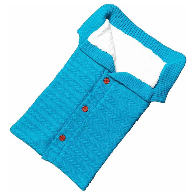 LOOZYKIT Baby Sleeping Bag Envelope Winter Kid Sleepsack Footmuff Stroller Knitted Sleep Sack Newborn Swaddle Knit Wool Slaapzak