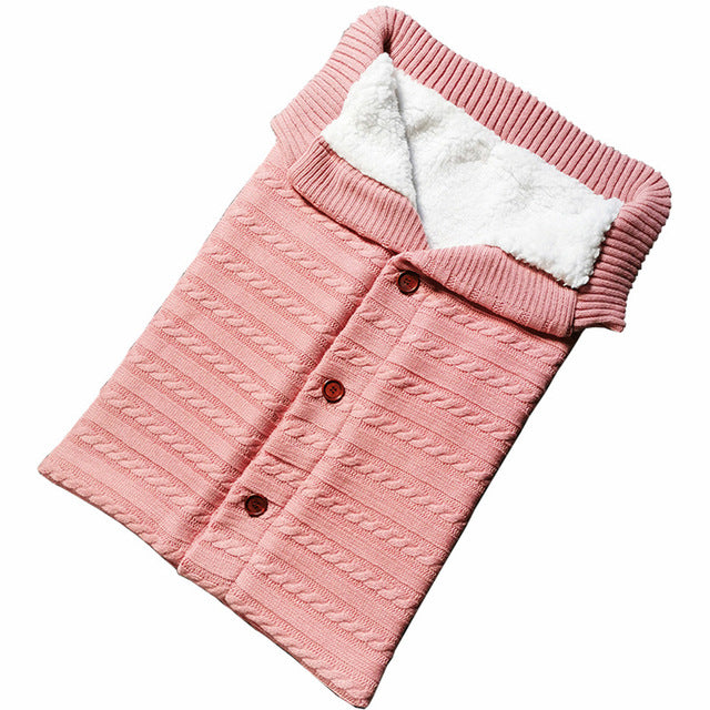 LOOZYKIT Baby Sleeping Bag Envelope Winter Kid Sleepsack Footmuff Stroller Knitted Sleep Sack Newborn Swaddle Knit Wool Slaapzak