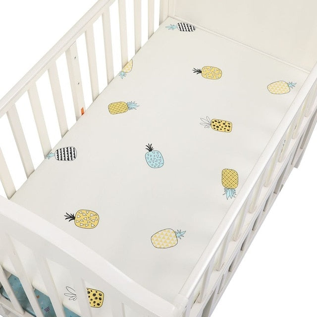 EGMAOBABY  100% Cotton Crib Fitted Sheet Soft Baby Bed Mattress Cover Protector Cartoon Newborn Bedding For Cot Size 130*70cm