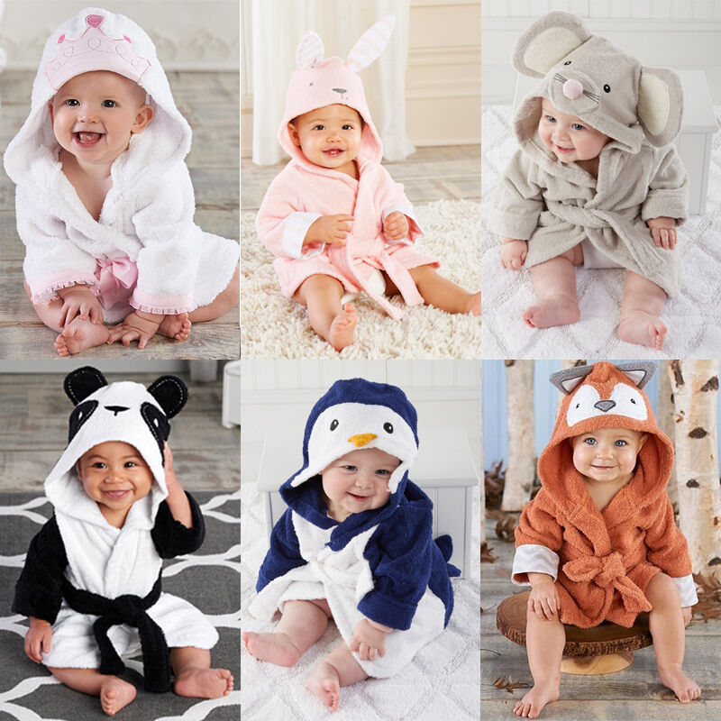 2019 Winter Warm Baby  Hooded Sleepwear Cute Cartoon Mouse/Panda/Bunny Animal Design1-5Y Infant Towel Coral Fleece Blanket Robes