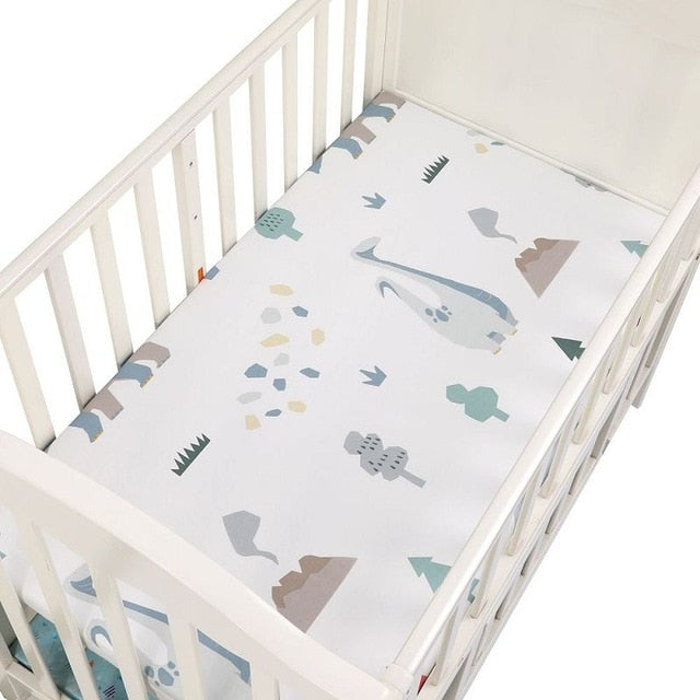 130cm*70cm 100% Cotton Crib Fitted Sheets Soft Baby Bed Mattress Covers Printed Newborn Infant Bedding Set Kids Mini Cot Sheet