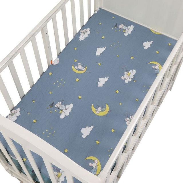 130cm*70cm 100% Cotton Crib Fitted Sheets Soft Baby Bed Mattress Covers Printed Newborn Infant Bedding Set Kids Mini Cot Sheet