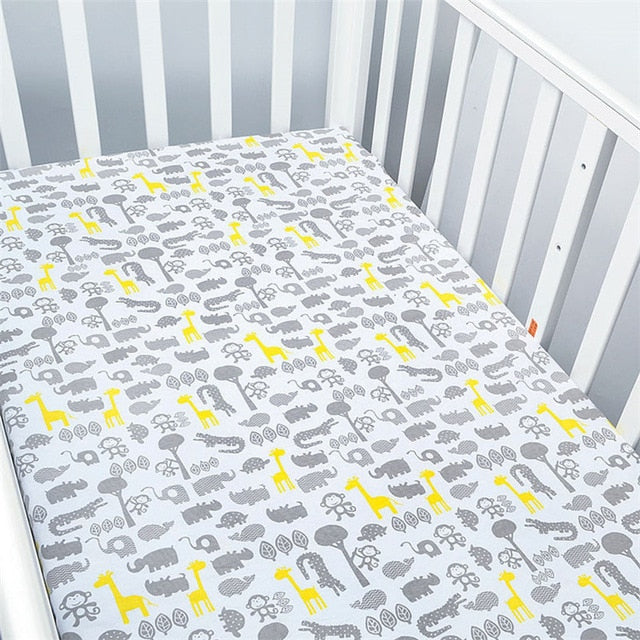 130cm*70cm 100% Cotton Crib Fitted Sheets Soft Baby Bed Mattress Covers Printed Newborn Infant Bedding Set Kids Mini Cot Sheet