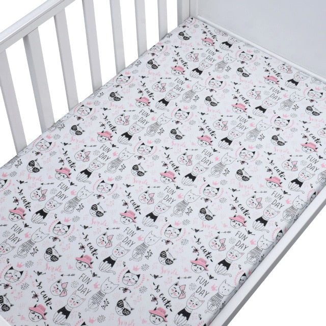 130cm*70cm 100% Cotton Crib Fitted Sheets Soft Baby Bed Mattress Covers Printed Newborn Infant Bedding Set Kids Mini Cot Sheet