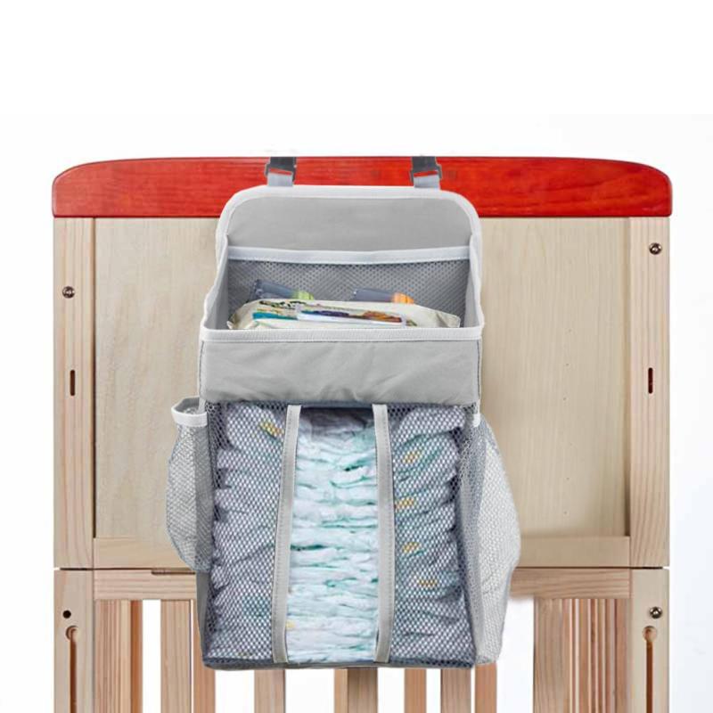 Baby Crib Hanging Bags Hot Selling Soft Surface Safety Breathable Durable Portable Bedside Organizer Diaper Storage Bag Box