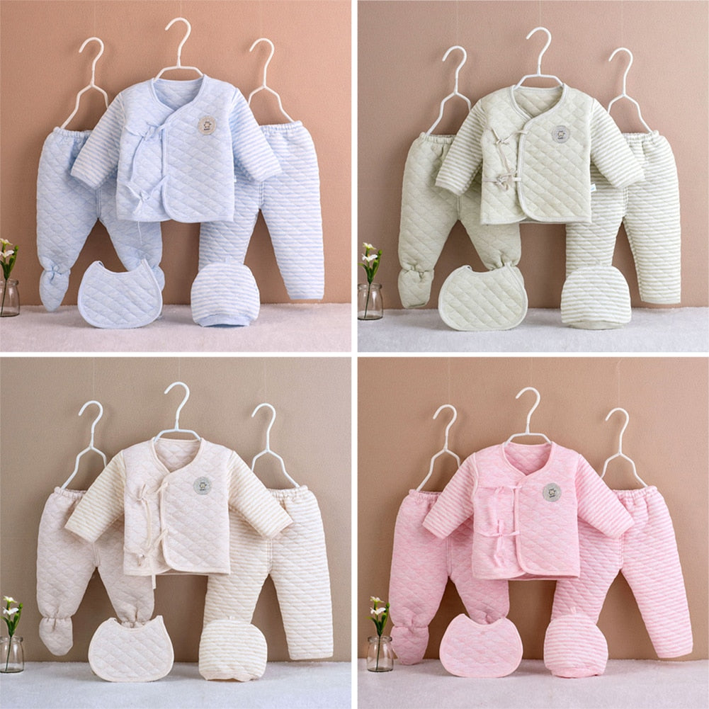 5Pcs/set Newborn Baby Cotton Clothes Set Infant Baby Girls Boys Warm Thickening Underwear Suit Toddler Outfit for New Born Gifts