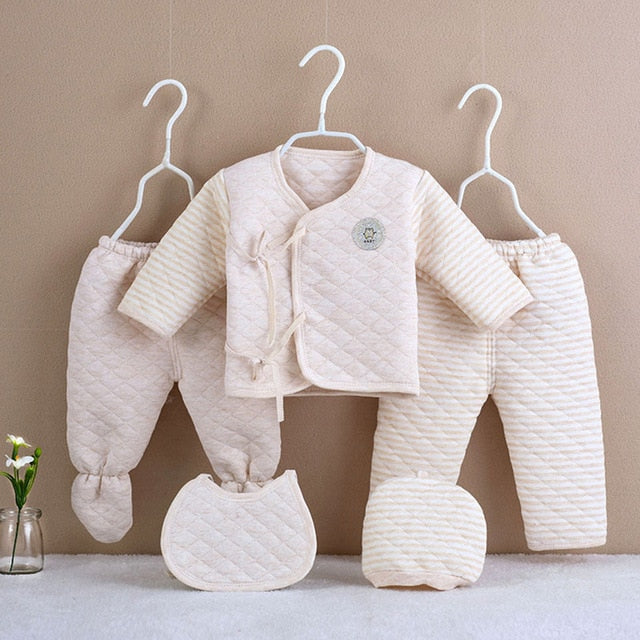 5Pcs/set Newborn Baby Cotton Clothes Set Infant Baby Girls Boys Warm Thickening Underwear Suit Toddler Outfit for New Born Gifts