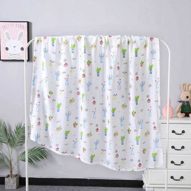 1Pc muslin 110*120CM Cotton Baby Swaddles Soft Newborn Blankets Bath Gauze Infant Wrap sleepsack Stroller cover Play Mat