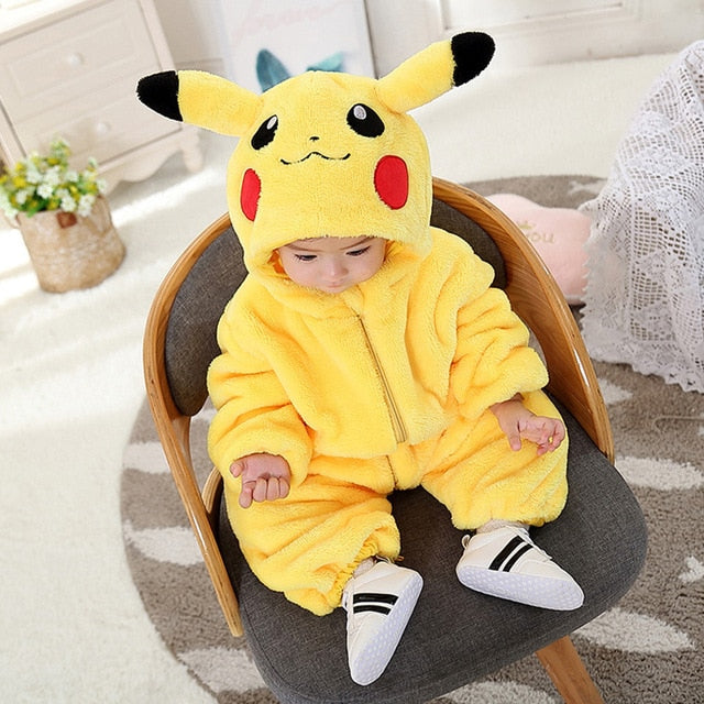 Pijama Pokemon Pika Onesie Baby Girl Boy Romper Cartoon Newborn Jumpsuit funny cute Pajama Zipper Kid Party Costume