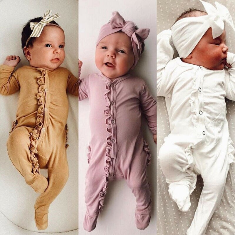 2019 Newest Infant Baby Boy Girl Romper Playsuits Bodysuit Sleepwear Pyjamas Headband Clothes Kids Baby Girl Blanket Sleepers