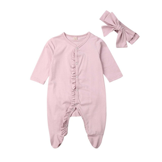 2019 Newest Infant Baby Boy Girl Romper Playsuits Bodysuit Sleepwear Pyjamas Headband Clothes Kids Baby Girl Blanket Sleepers