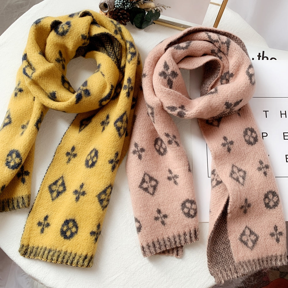 Promotion Kids Scarf Baby Woolen Scarves Children Warmer Winter Girls Double Layer Scarves Leaf Flower Fashion Soft  Colorful