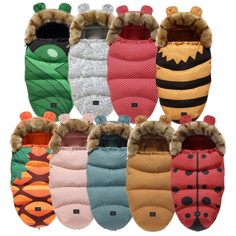 0-24M Baby Sleeping Bag Stroller Winter Windproof Thick Sleep sacks For Infant wheelchair envelopes newborns Cocoon For Newborns