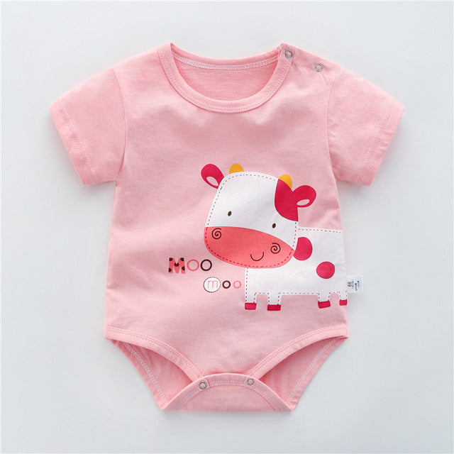 Newborn Baby Boys Girls Cartoon Cotton Bodysuit Infant Baby Bag Fart Sleeveless Vest Jumpsuit Summer Thin Penguin Pajamas Outfit