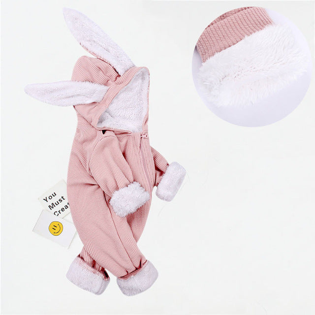 Baby clothes crawling baby suit onesies newborn baby cartoon big rabbit ears zipper clothes jumpsuit cotton coat outside romper