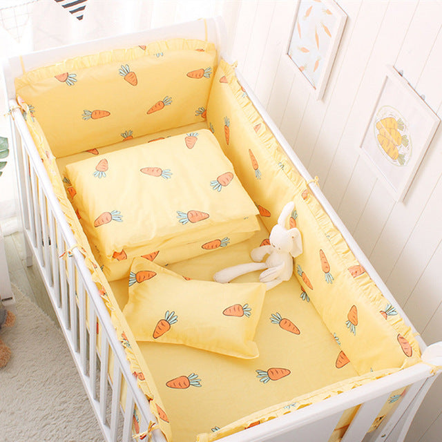 Baby Bedding Set Cotton Bed Linen For Baby Cartoon Bumper Protecor Newborns Crib Bedding Set Kids Breathable Cot Bumper 4pcs/set