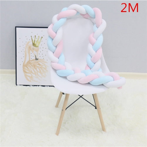 1M 2M Baby Bed Bumper Knot Long Handmade Knotted Braid Weaving Plush Baby Crib Protector Infant Knot Pillow Room Decor