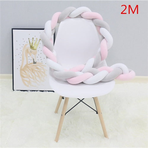 1M 2M Baby Bed Bumper Knot Long Handmade Knotted Braid Weaving Plush Baby Crib Protector Infant Knot Pillow Room Decor