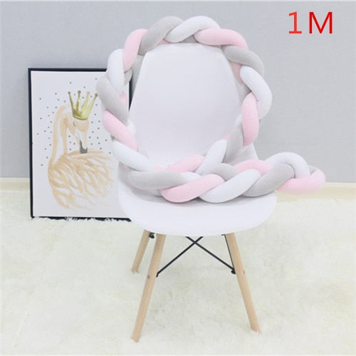 1M 2M Baby Bed Bumper Knot Long Handmade Knotted Braid Weaving Plush Baby Crib Protector Infant Knot Pillow Room Decor